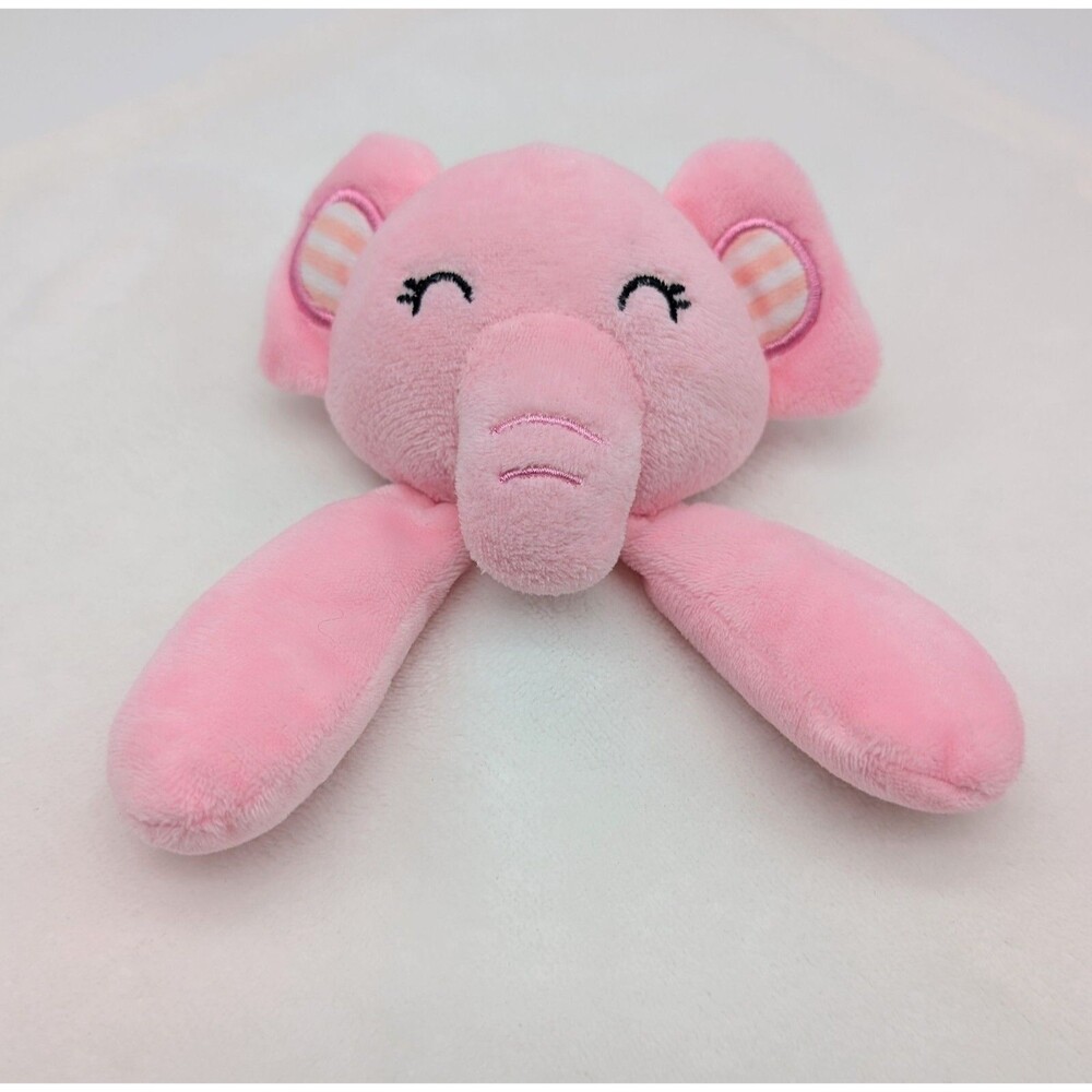 Pink Elephant White Lovey Security Blanket Plush Fleece Soft Forever Baby